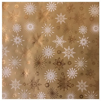 Zoewie Geschenkspapier Weihnachten Urban Chic Gold mit Hotfoil-Prägung Schneeflocke-Sternen 1,5mx70cm