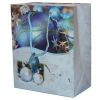 Geschenktasche Exclusiv M Weihnachtskugel blau 23cm x 19cm x 10cm