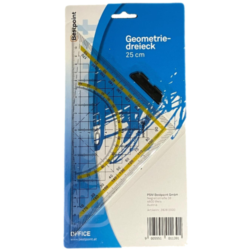 Bestpoint Geometriedreieck 25 cm mit Griff