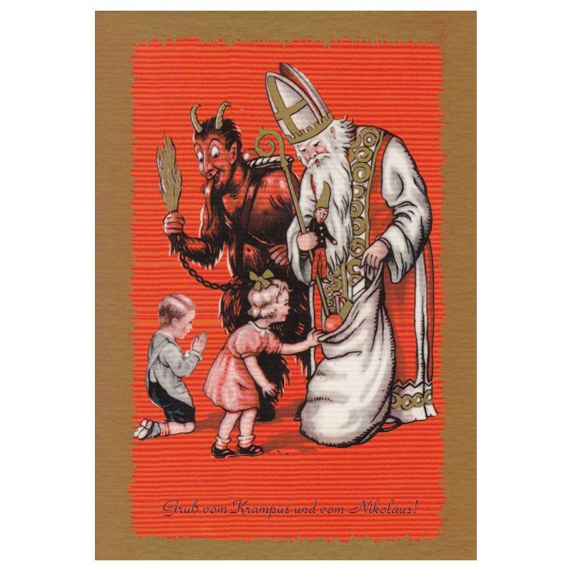 Ansichtskarten Nikolaus „Gruß vom Krampus und Nikolaus“