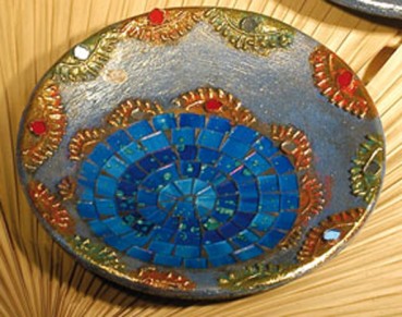 Räucherschale Ethno blau Keramik Glas Ø 20 cm