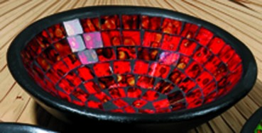 Räucherschale Mosaik rot Glasmosaik H 6 cm Ø 20 cm