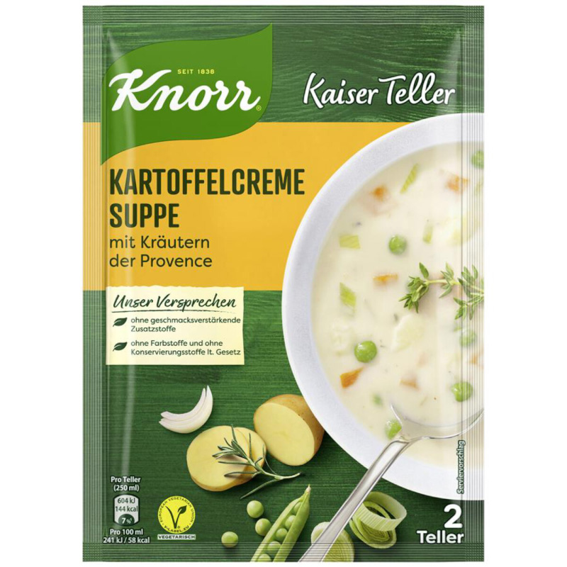 Knorr Kaiser Teller Kartoffelcremesuppe mit Lauch 2 Teller – Cremig und ...