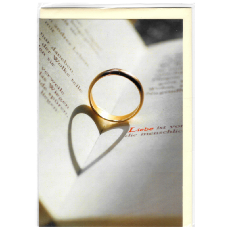 Hochzeits-Glückwunschkarte Mit Vergoldung – Love, Herzen, Rosen, Made In France, 23x17 Cm