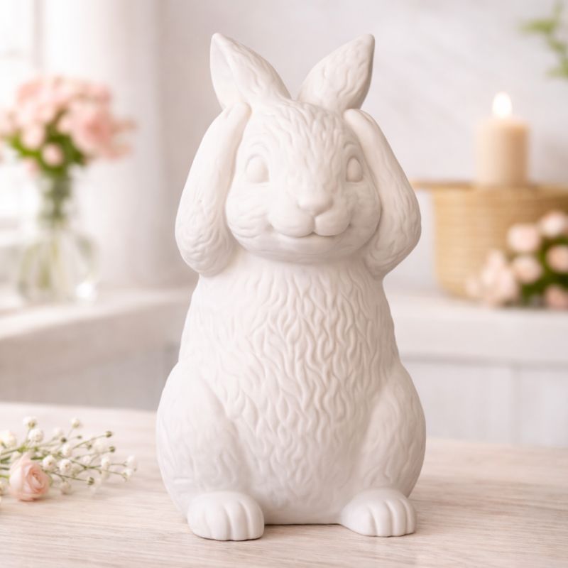 Hase Hobsi HÖR NIX weiß Dekofigur modern Osterdeko