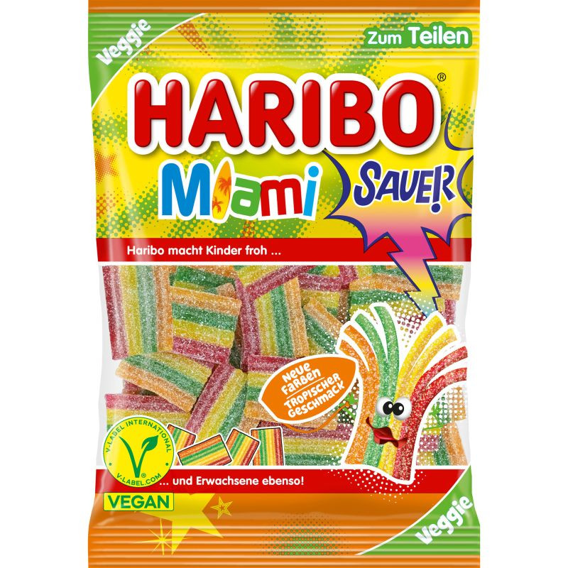 Haribo Miami Sauer Fruchtgummi 160 g Saure Fruchtschnüre