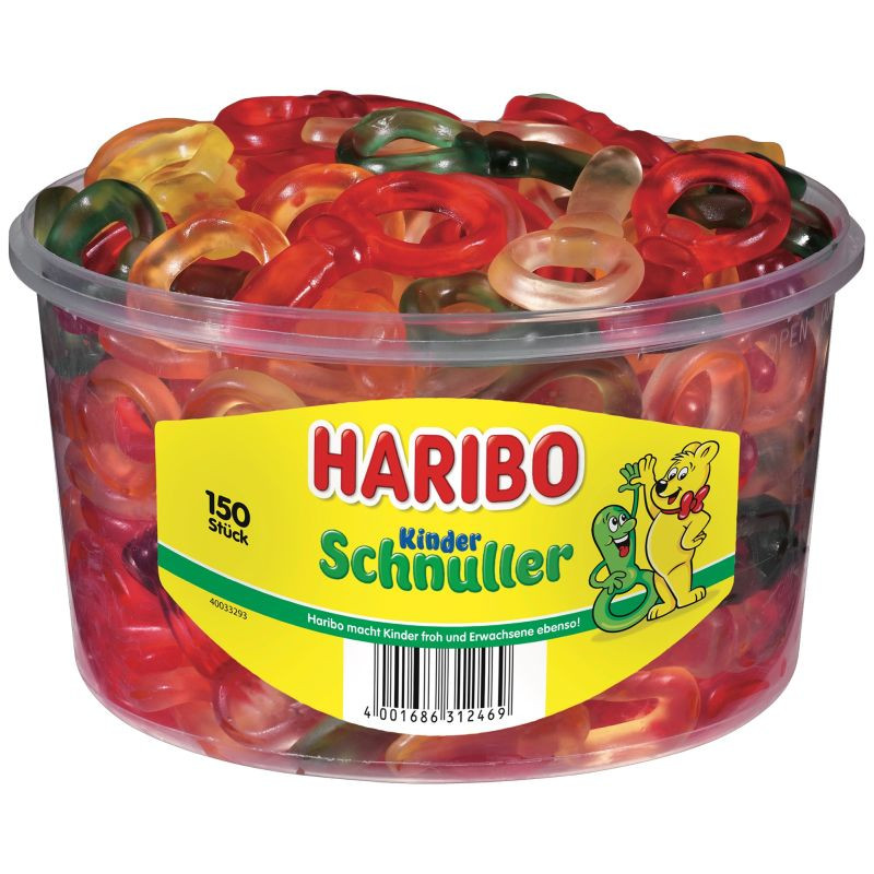 Haribo Kinder Schnuller Fruchtgummi Dose 150 Stück Bunte Mischung