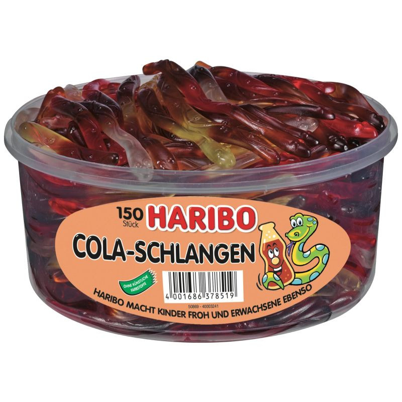 Haribo Cola Schlangen Fruchtgummi Dose 150 Stück