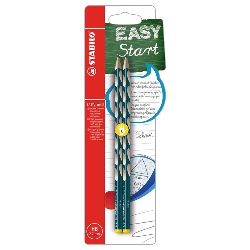 Schmaler Dreikant-Bleistift für Linkshänder - STABILO EASYgraph S in petrol - 2er Pack - Härtegrad HB