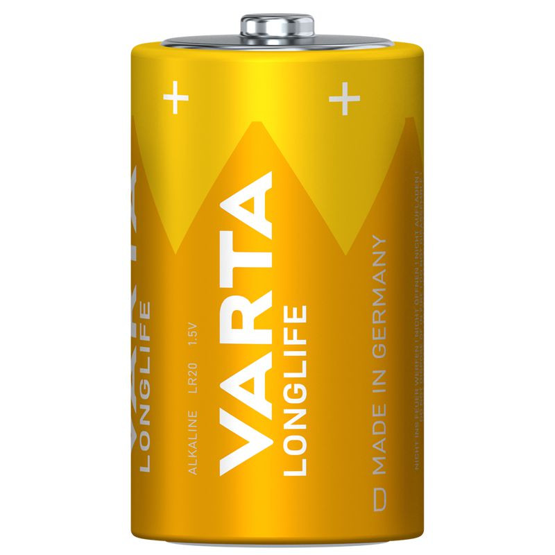 VARTA LONGLIFE, Alkaline Batterie, D, Mono, LR20, 2er Pack, Made in Germany