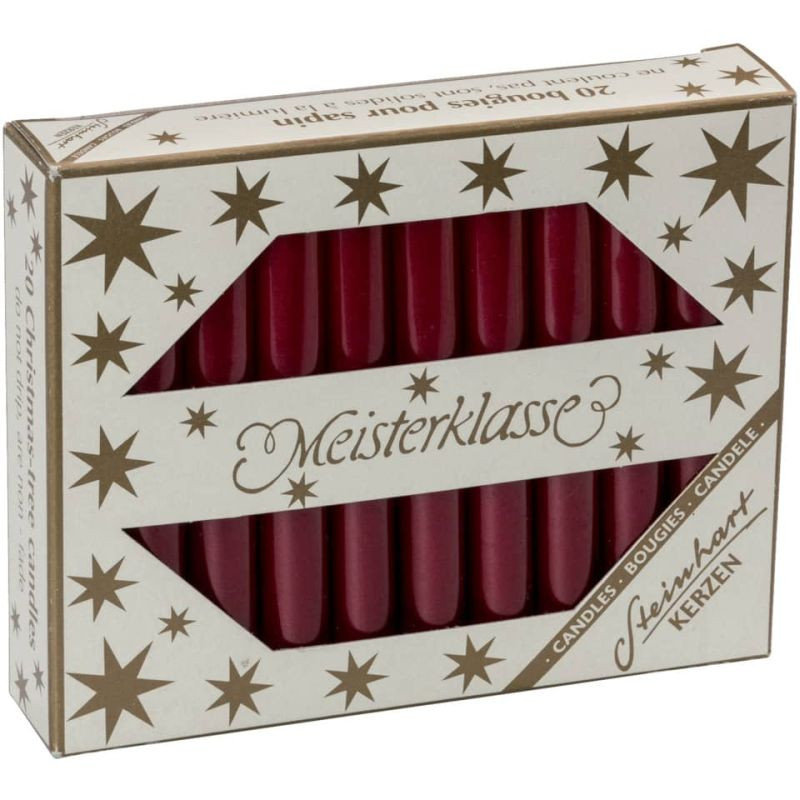 Steinhart Christbaumkerze dunkelrot glänzend 20 Stück