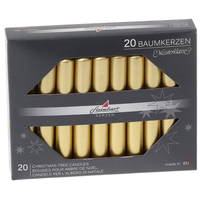 Steinhart Christbaumkerze gold metallic glänzend 20 Stück