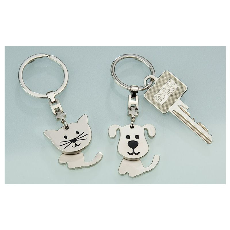 Gilde Metall Schlüsselanhänger Katze/Hund mit beweglichem Körper 9cm