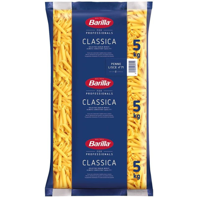 Barilla Penne Lisce 5 kg – Klassische, glatte Röhrennudeln in Großpackung