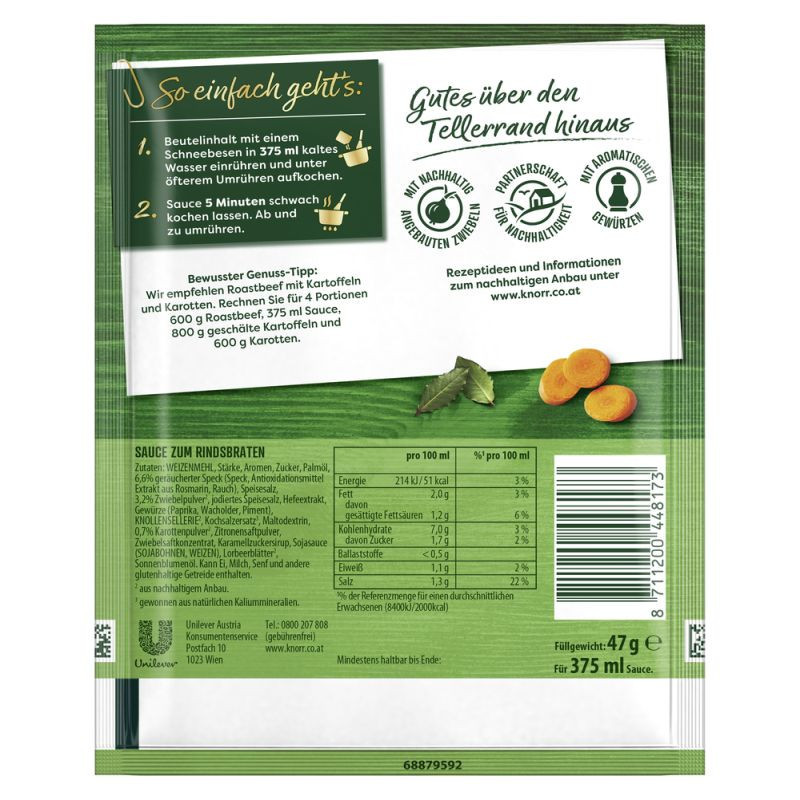 Knorr Feinschmecker Rindsbraten 375 ml – Kräftig, aromatisch und perfekt für deinen Braten!