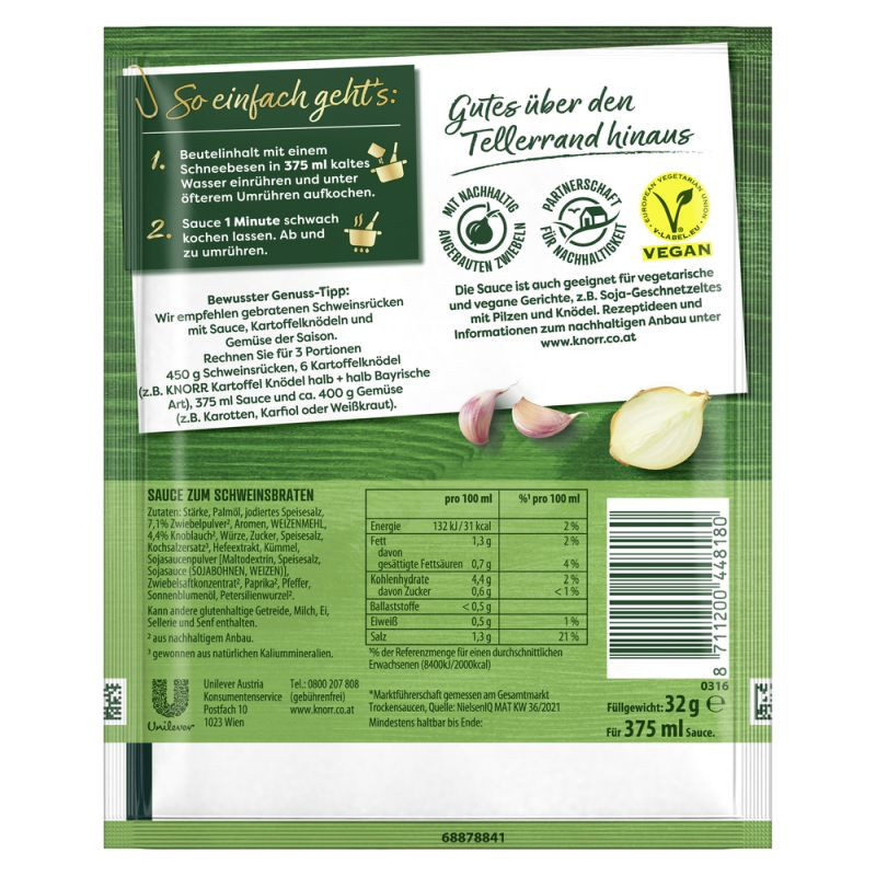 Knorr Feinschmecker Schweinsbraten 375 ml – Herzhaft und aromatisch für den perfekten Braten!