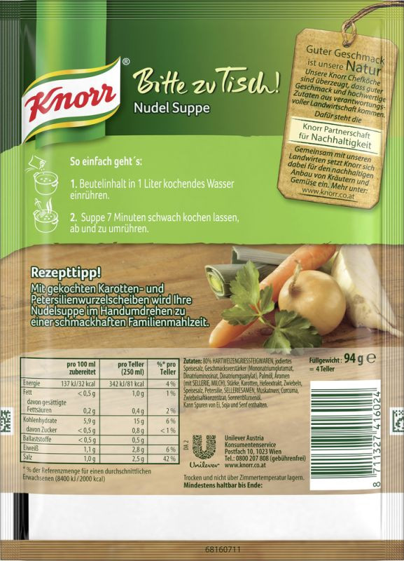 Knorr Bitte zu Tisch! Nudel Suppe 4 Teller