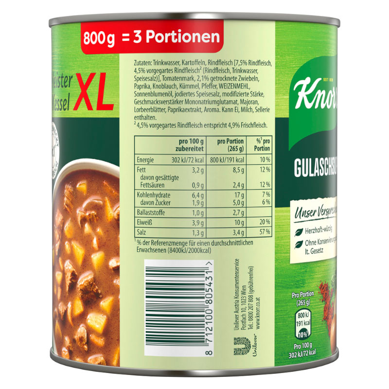 Knorr Meisterkessel XL Gulasch Suppe 3 Teller – Kräftig und würzig