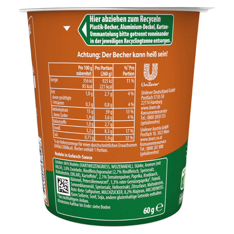 Knorr Pack Snack Pot Gulasch-Sauce 1 Portion – Herzhaft und praktisch