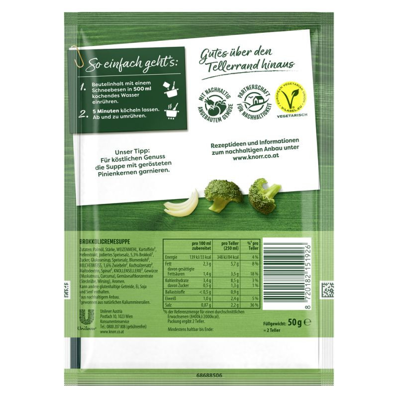 Knorr Kaiser Teller Brokkolicreme Suppe 2 Teller – Cremig, gesund und köstlich