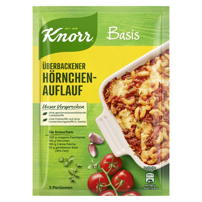 Knorr Basis Überbackener Hörnchen- Auflauf 3 Portionen
