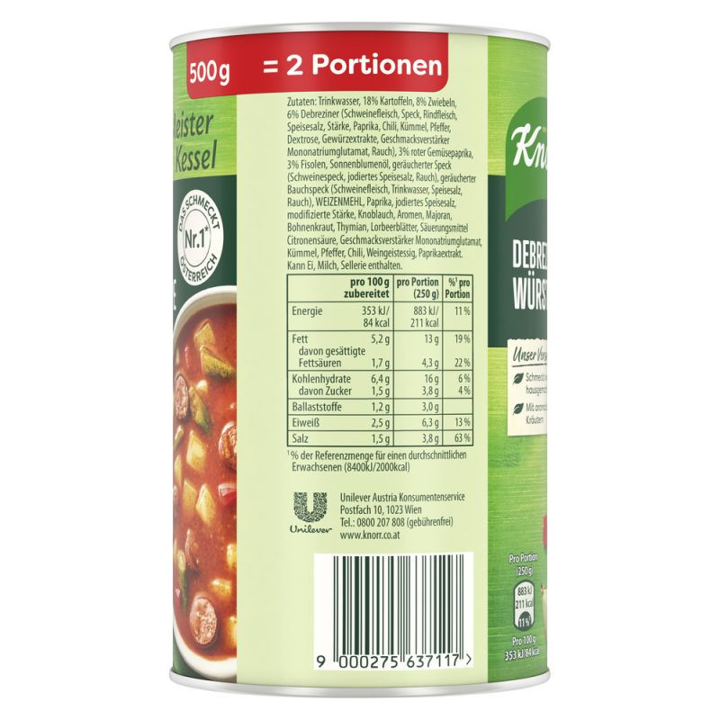 Knorr Meisterkessel Debreziner Würstel Suppe 2 Teller – Herzhaft und würzig