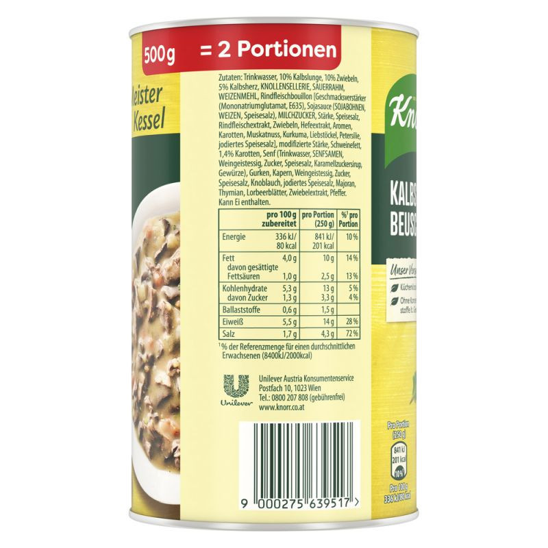 Knorr Meisterkessel Kalbsbeuschel 2 Portionen – Traditionell und herzhaft