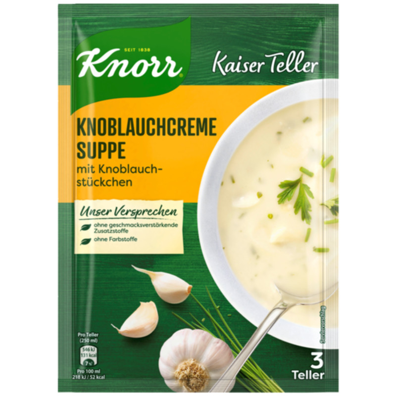 Knorr Kaiser Teller Knoblauchcreme Suppe 3 Teller – Intensiv und cremig