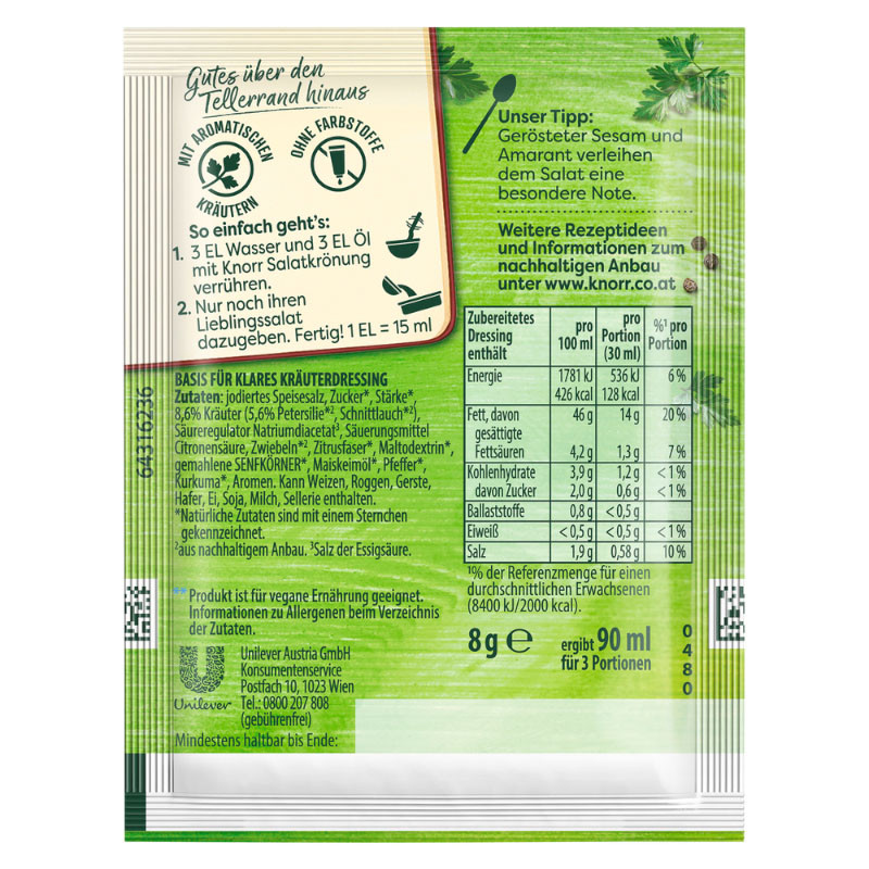 Knorr Salatkrönung Kräuter-Knoblauch Dressing 3er-Pack – Würzig und aromatisch