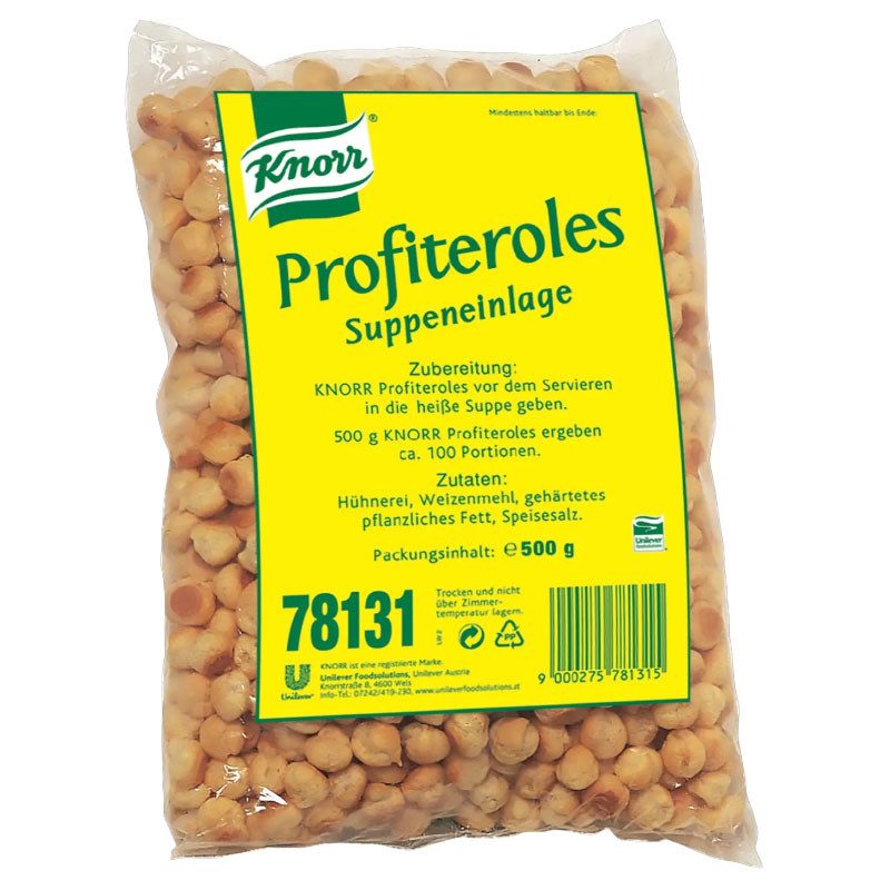 Knorr Suppeneinlagen Profiteroles 500 g – Die perfekte, luftige Ergänzung für Ihre Suppe