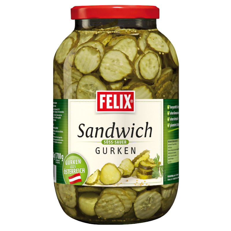 Felix Sandwichgurken 3,4 l – Knackige Gurkenscheiben in süß-saurer Marinade