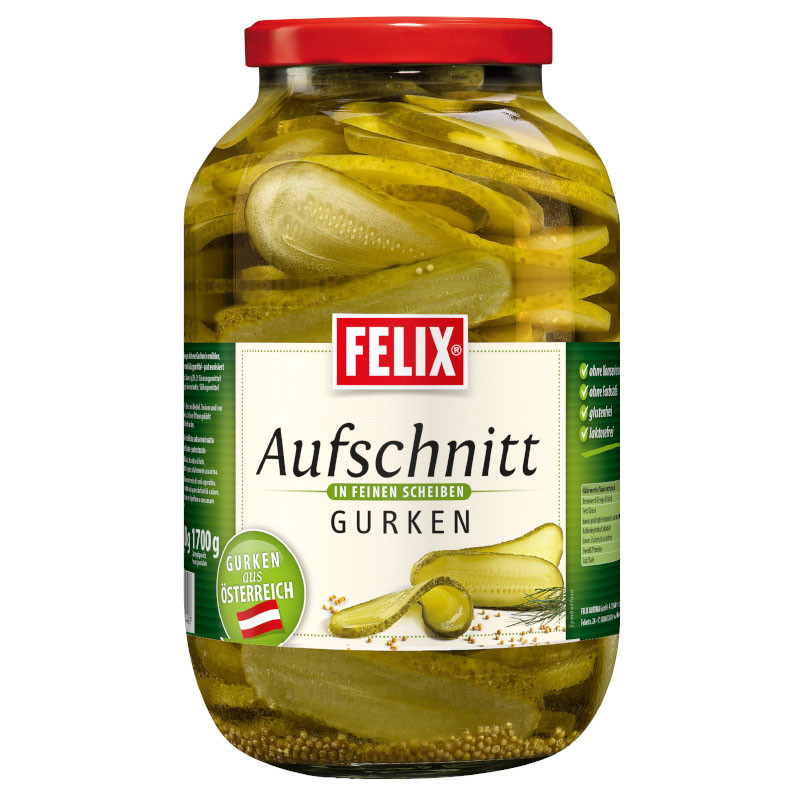 Felix Aufschnittgurken 1700 g – Knackige Gurken in länglichen Scheiben