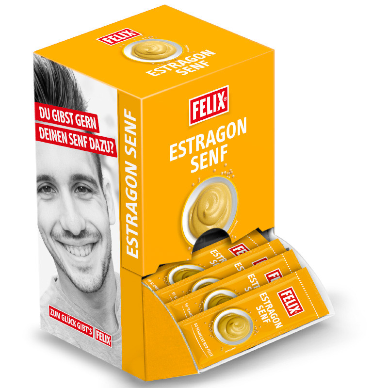 Felix Estragon Senf Portionen 100x18 g – Würzig-mildes Aroma aus frisch vermahlenen Senfkörnern