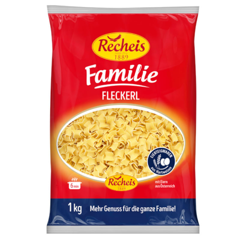 Recheis Familie Fleckerl 1 kg – Vielseitige Fleckerl für Pfannengerichte und Aufläufe