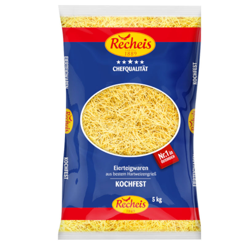 Recheis Fadennudeln 2-Ei 5 kg – Feine Fadennudeln für Suppen und Eintöpfe