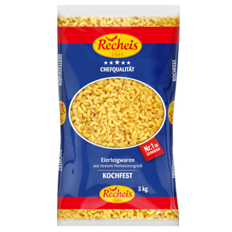 Recheis Hörnchen glatt 2 Ei 5 kg – Vielseitige Nudeln für Aufläufe, Salate und Beilagen