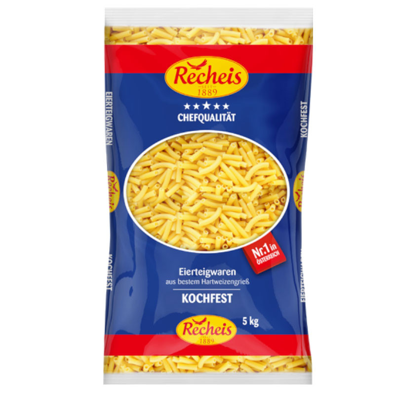 Recheis Makkaroni kurz 2 Ei 5 kg – Vielseitige Nudeln für Saucengerichte, Salate und Aufläufe
