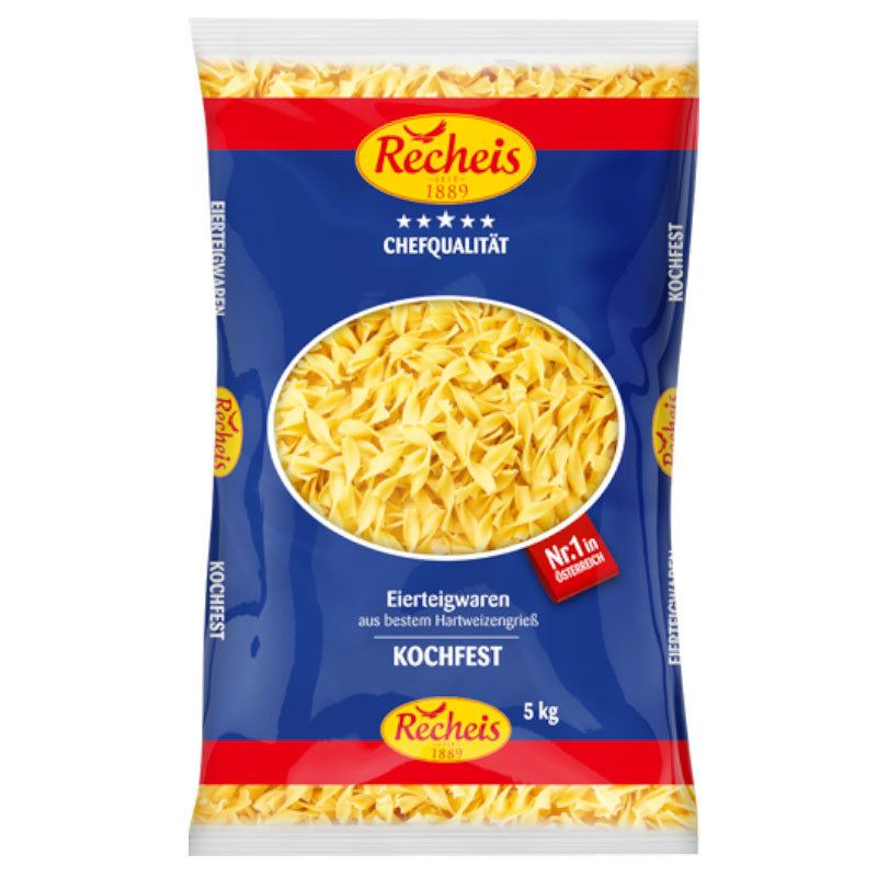 Recheis 2-Ei Bandnudeln Gedreht 5 kg – Klassische Bandnudeln aus 2-Ei-Teig, gedreht