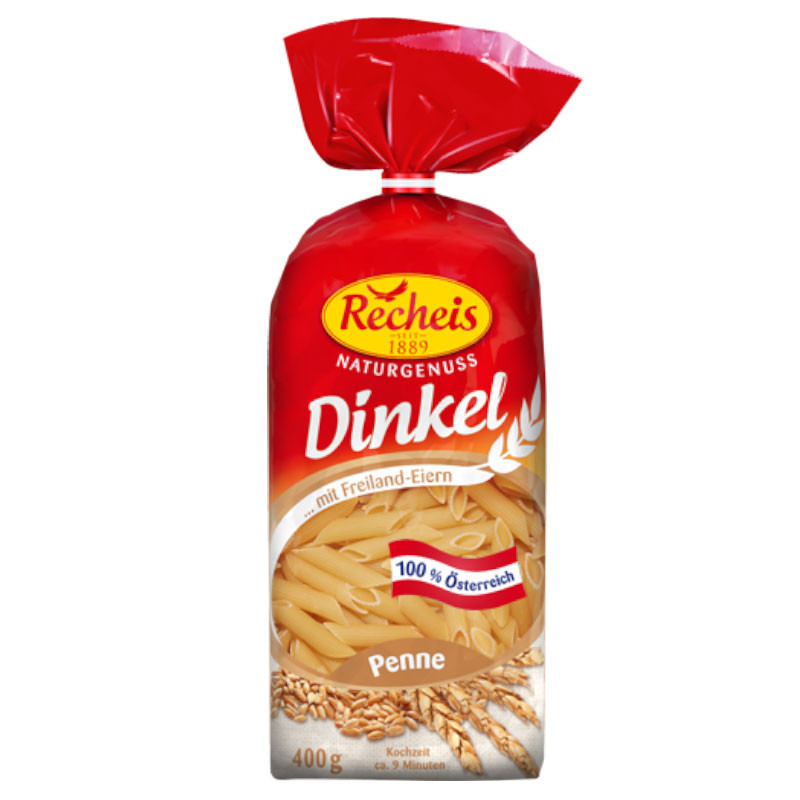 Recheis Dinkel Penne 400 g – Gesunde Penne aus Dinkelgrieß