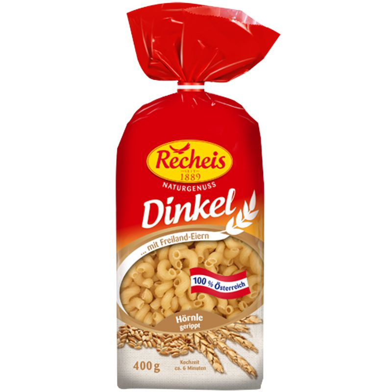Recheis Dinkel Hörnle gerippt 400 g – Leckere Dinkel-Pasta mit Rillen