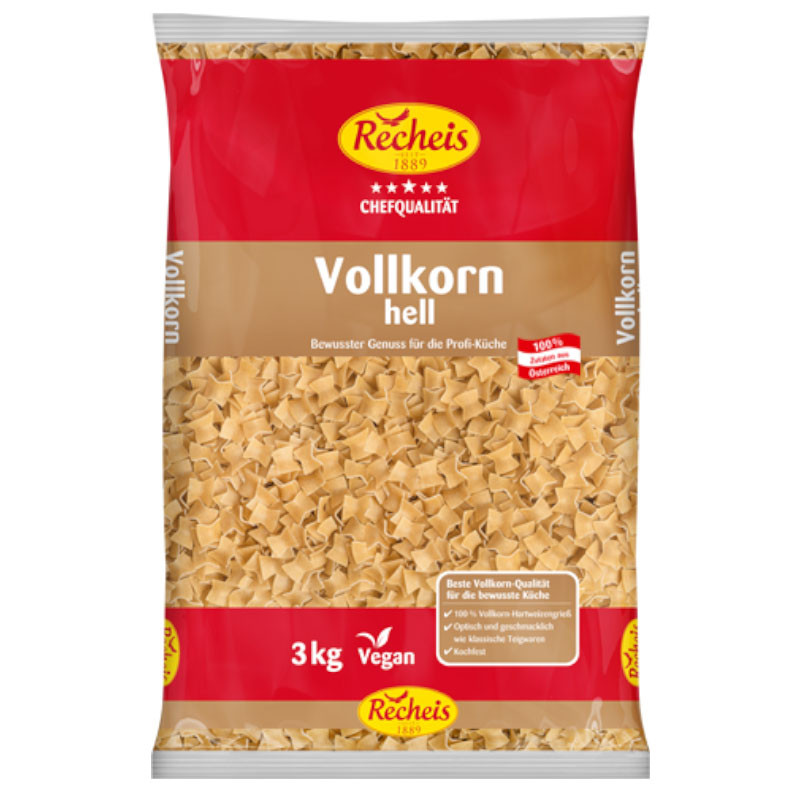 Recheis Vollkorn hell Fleckerl 3 kg – Ideal für Schinken- und Krautfleckerl, Aufläufe und als Beilage