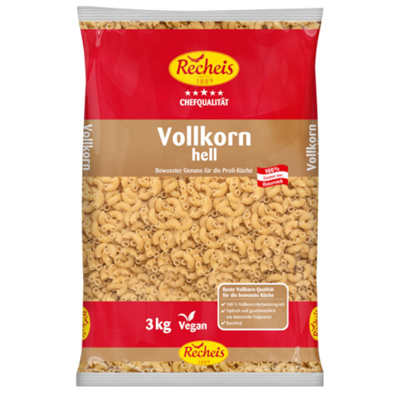 Recheis Vollkorn hell Hörnchen gedreht 3 kg – Ideal für Salate, Aufläufe und Saucengerichte