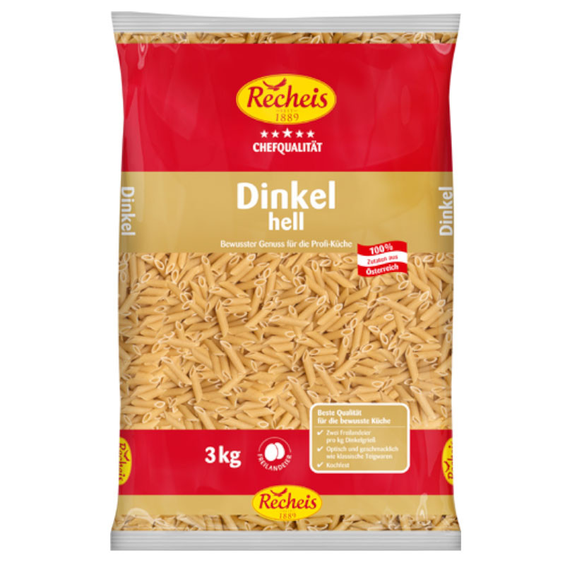 Recheis Dinkel hell Penne Mezze 3 kg – Gesunde Dinkel-Penne in Mezze-Form