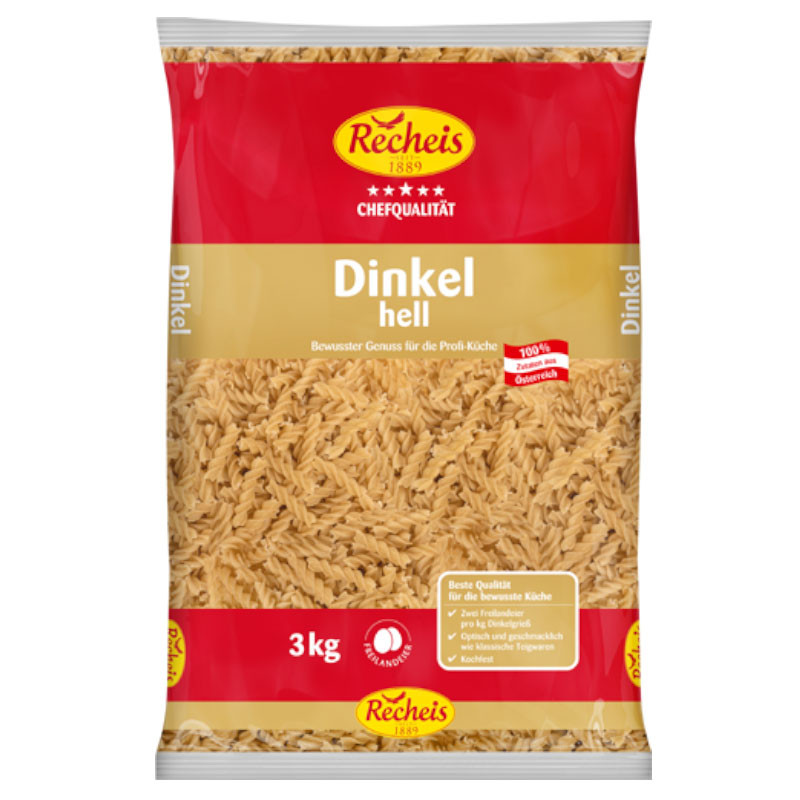 Recheis Dinkel hell Dralli 3 kg – Gesunde Dinkel-Pasta in Dralli-Form