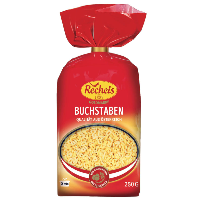 Recheis Goldmarke Buchstaben 250 g – Perfekt für Suppen und Eintöpfe