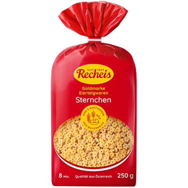 Recheis Goldmarke Sternchen 250 g – Kleine, feine Pasta für Suppen und Eintöpfe