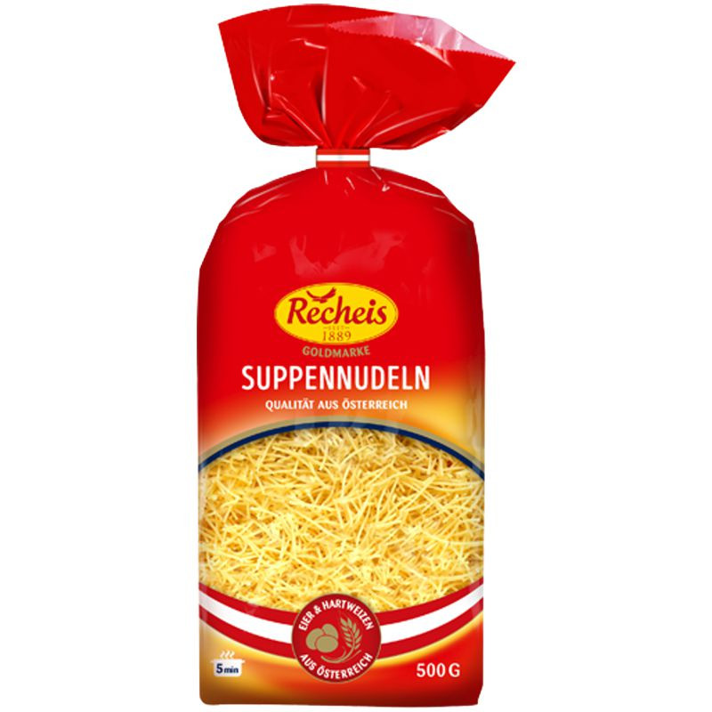 Recheis Goldmarke Suppennudeln 500 g – Zarte Suppennudeln mit 1,25 mm Stärke
