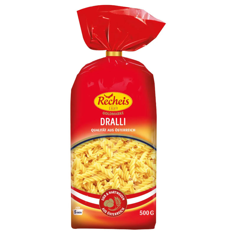 Recheis Goldmarke Dralli 500 g – Vielseitige Nudeln für Saucen, Salate und mehr