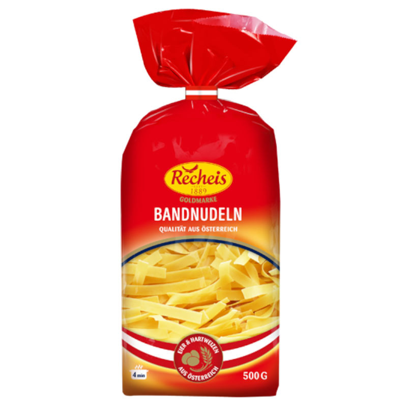 Recheis Goldmarke Bandnudeln 500 g – Schnelle Bandnudeln für Speisen aller Art