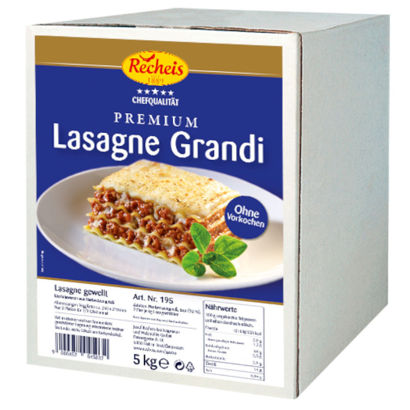 Recheis Lasagne grandi gelb 5 kg – Große Lasagneblätter für perfekte Lasagne